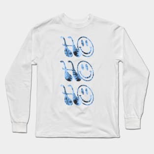 HO-HO-HO! groovy typography \\ blue tie dye and smiley face Long Sleeve T-Shirt